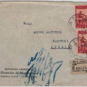39430   ARGENTINA - POSTAL HISTORY:  SERVICIO OFFICIAL  on COVER to ITALY : 1947