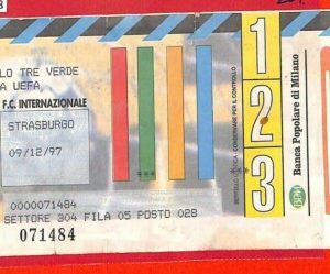 C0978 - Vecchio BIGLIETTO PARTITA CALCIO - 1997 INTER VS STRASBURGO