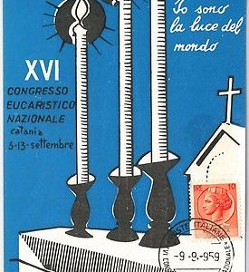 44287 CARTOLINA d'Epoca - CATANIA  - PUBBLICITARIA : Congresso Eucaristico 1959