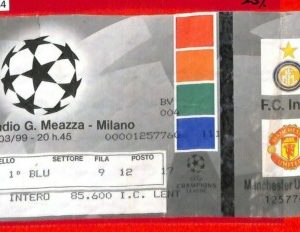 C0984 - Vecchio BIGLIETTO PARTITA CALCIO - 1999 INTER VS MANCHESTER UNITED