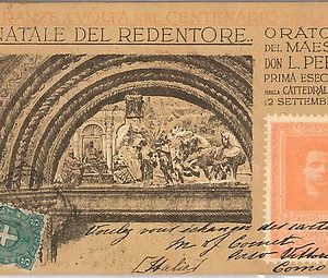 40244  CARTOLINA d'Epoca - COMO  : ONORANZE a VOLTA - ORATORIO Don Perosi 1901