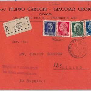 53571 - REGNO - Storia Postale - IMPERIALE: QUADRICOLORE su BUSTA  1940