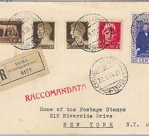 53574 - REGNO - Storia Postale: IMPERIALE su BUSTA RACCOMANDATA a USA 1935