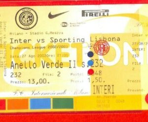 C0998 - Vecchio BIGLIETTO PARTITA CALCIO - 2002 INTER VS SPORTING