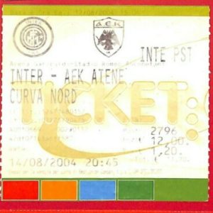 C0999 - Vecchio BIGLIETTO PARTITA CALCIO - 2004 INTER VS AEK  ATENE