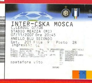 C1007 - Vecchio BIGLIETTO PARTITA CALCIO - 2007-2008 INTER VS CSKA MOSCA