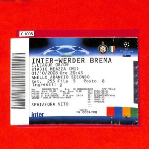 C1008 - Vecchio BIGLIETTO PARTITA CALCIO - 2008-2009 INTER VS WERDER BREMA