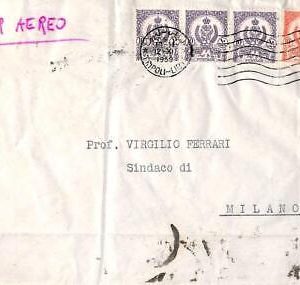 ac6575  - LIBYA  -  Postal History  -  AIRMAIL Cover to ITALY 1959