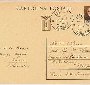 53601 - RSI - INTERO POSTALE da TEGLIO Sondrio a MILANO 1944