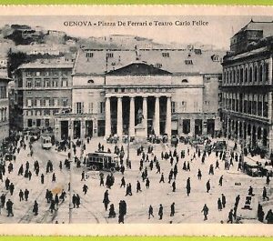 aa9205 CARTOLINA D'EPOCA  GENOVA Città : Piazza de Ferrari e Teatro Carlo Felice