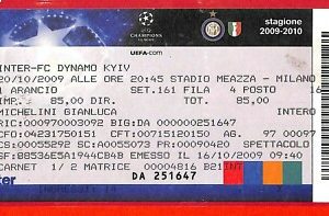 C1013 - Vecchio BIGLIETTO PARTITA CALCIO - 2009 INTER VS DYNAMO KYIV