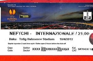 C1015 - Vecchio BIGLIETTO PARTITA CALCIO - 2012 NEFTCHI VS INTER