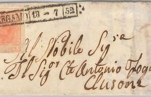 43527  ANTICHI STATI:  LOMBARDO VENETO : Sassone 5 su  BUSTA "mignon" "Lilliput"