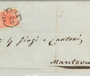 ANTICHI STATI:  LOMBARDO VENETO : Sassone 5 su BUSTA da  VICENZA  a MANTOVA 1853
