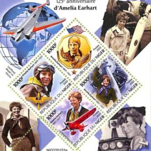 A9206 - NIGER - ERROR MISPERF Stamp Sheet -  2022 - Amelia Earhart