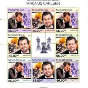 A9099 - Mozambique - ERROR MISPERF Stamp Sheet - 2022  Magnus Carlsen, Chess