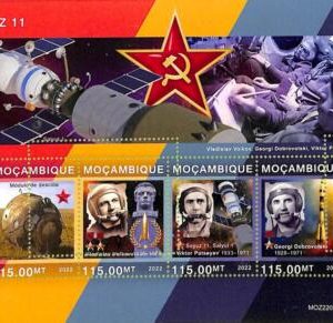 A9101 - Mozambique - ERROR MISPERF Stamp Sheet - 2022 -  Space, Soyuz 11