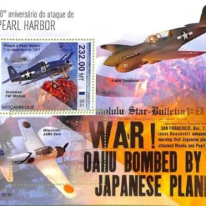 A9083 - Mozambique - ERROR MISPERF Stamp Sheet - 2021 - PEARL HARBOR, WAR