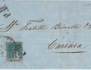 69400 - Antichi Stati  TOSCANA: Sassone 13 su  BUSTA da LIVORNO a CARRARA 1858
