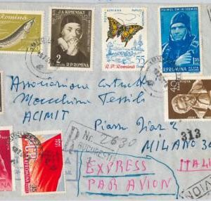 56344 - ROMANIA - POSTAL HISTORY: COVER to ITALY - FISH butterflies COMMUNISM