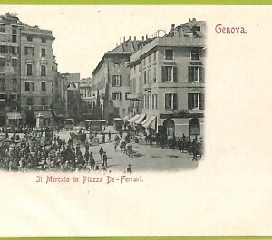aa9237- CARTOLINA D'EPOCA  GENOVA Città : IL Mercato in Piazza de - Ferrari