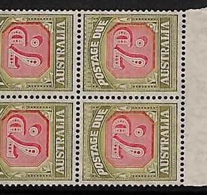 ZA0029a2 - AUSTRALIA  - REVENUE STAMP - SG # Tax Due D126 Block of 4 -  MINT MNH