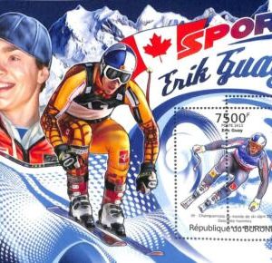 A0012 - BURUNDI - ERROR 2012  MISSPERF STAMP   SHEET: Sport SKIING Eric Guay
