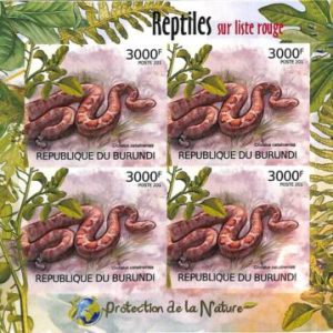 A0035 - BURUNDI -  2012  IMPERF SHEET - Fauna REPTILES: Snakes