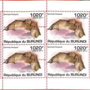 A0080 - BURUNDI - ERROR 2011  MISSPERF stamp SHEET:  Fauna - BATS mammals