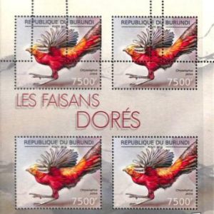 A0062  - BURUNDI - ERROR, 2012  MISSPERF SHEET - BIRDS pheasants