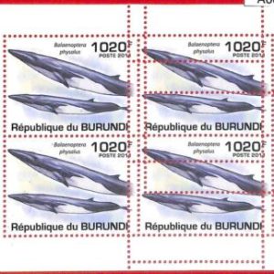 A0078 - BURUNDI - ERROR 2011  MISSPERF stamp SHEET:  Fauna WHALES