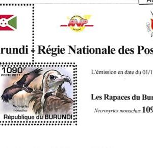 A0028 - BURUNDI - ERROR, 2011  MISSPERF SHEET - BIRDS Volture