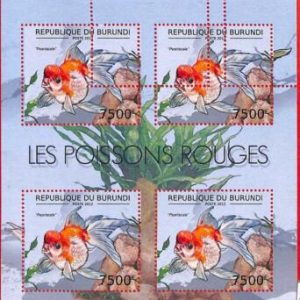 A0074 - BURUNDI - ERROR 2012  MISSPERF stamp SHEET:  Fauna  FISH