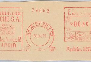 56765 - SPAIN - POSTAL HISTORY: Mechanical Postmark on CUT-OUT 1959 : MEDICINE