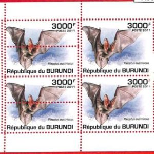 A0079 - BURUNDI - ERROR 2011  MISSPERF stamp SHEET:  Fauna - BATS mammals