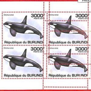A0077 - BURUNDI - ERROR 2012  MISSPERF stamp SHEET:  Fauna  ORCA Killer Whale