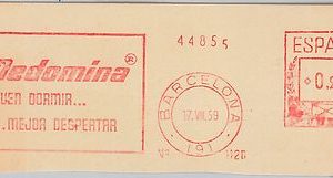 56769 - SPAIN - POSTAL HISTORY: Mechanical Postmark on CUT-OUT 1959 : MEDICINE
