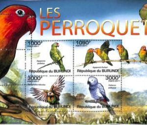 A0087 - BURUNDI - ERROR, 2011  MISSPERF SHEET - BIRDS Parrots