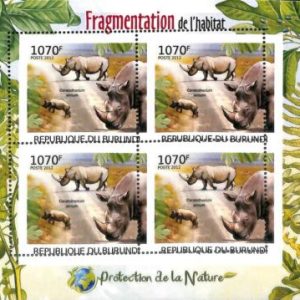 A0046 - BURUNDI - ERROR 2012  MISSPERF SHEET:  Fauna -  Rhinoceros