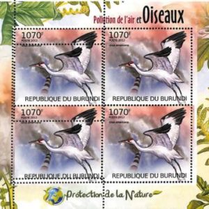 A0043  - BURUNDI - ERROR, 2012  MISSPERF SHEET - BIRDS  Whooping crane