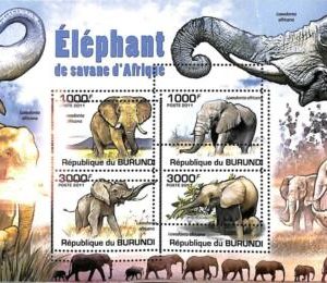A0084 - BURUNDI - ERROR, 2011  MISSPERF SHEET - Fauna ELEPHANTS
