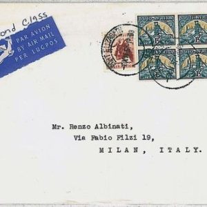 SOUTH AFRICA -  POSTAL HISTORY :  COVER to ITALY 1957