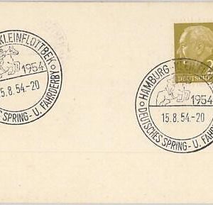 56670  - GERMANY - POSTAL HISTORY: Postmark on CARD 1954- HORSE racing