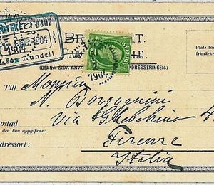 SWEDEN -  POSTAL HISTORY: Postcard from Biuf to Firenze Italy 1904
