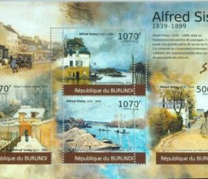 A0160 - BURUNDI - ERROR, MISPERF, Miniature sheet: 2012, Alfred Sisley, Art