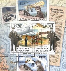 A0132  - BURUNDI - ERROR 2012  MISSPERF stamp SHEET:  AVIATION Bleriot Salmet