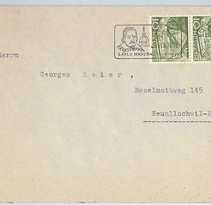 59883  -  SWITZERLAND - POSTAL HISTORY:  POSTMARK on COVER 1956 -  ARCHITECTURE
