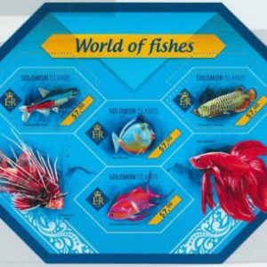 M1408 - SOLOMON ISLANDS - ERROR, 2014 MISSPERF SHEET: Fish, Fishing, Marina