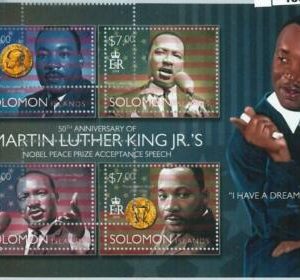 M1393 -SOLOMON ISLANDS - ERROR, 2013 MISSPERF SHEET: Martin Luther King, Nobel p