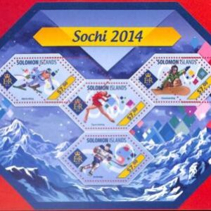 A4902 - SOLOMON ISLANDS - ERROR MISPERF: 2014 Sochi, Ice Hockey, Skating, Ski